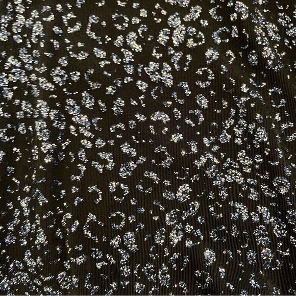 Scarlett Glitter Top Leopard Black Blue Silver Stretch Cowl Scoop Neck Women's L - Picture 4 of 9